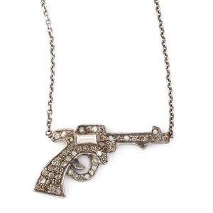 Pave Diamond Gun Pendant Necklace